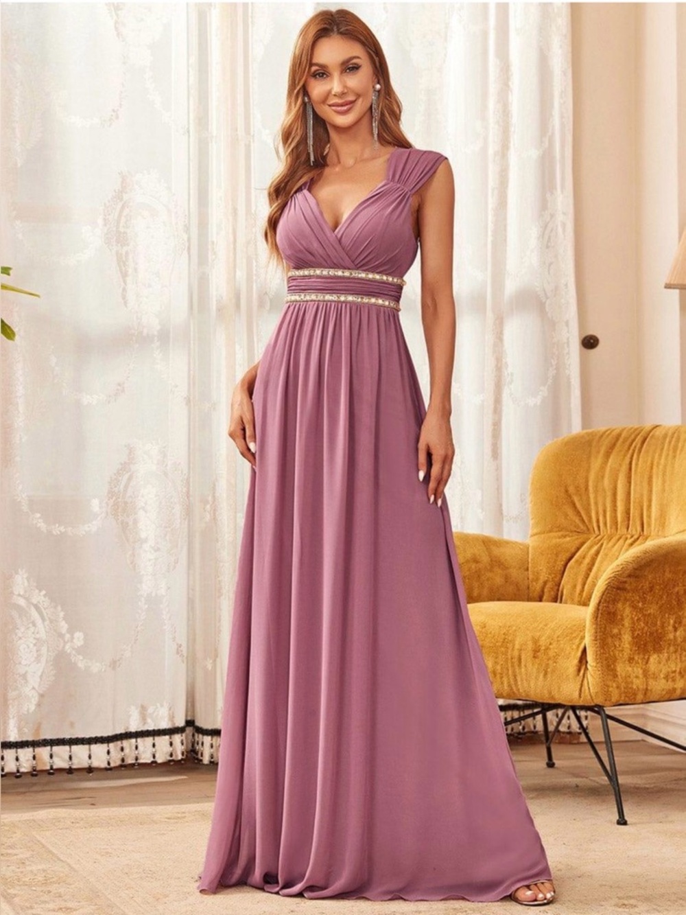 NWT Ever Pretty Black Evening Gown with Embellished Waistband - Picture 13 of 17